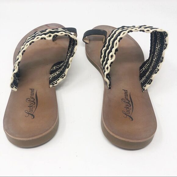Lucky Brand | Baheeti Sandals in Black & Cream 6 - Picture 5 of 9